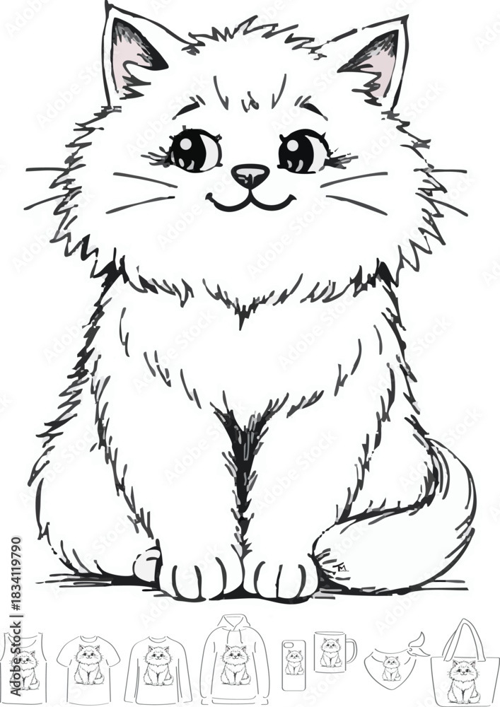 Obraz premium picture, clipart, drawing, illustration, Design, cat