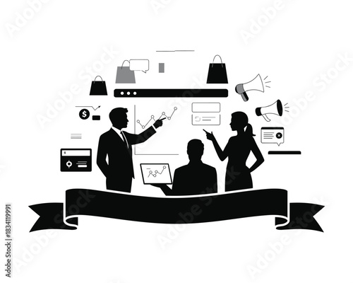 Teamwork and strategy business professionals discussing data and planning for success