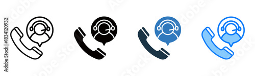 Phone Support icon multiple style vector illustration