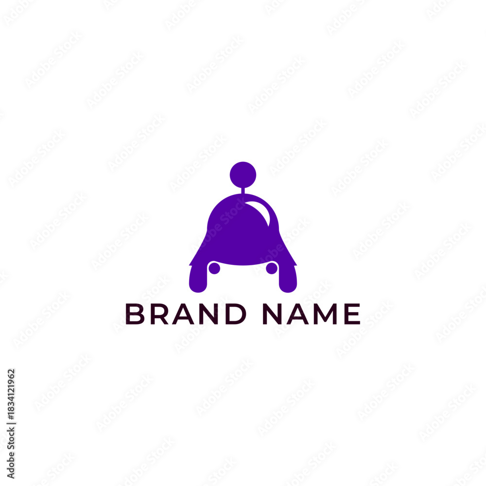 Fototapeta premium ILLUSTRATION ABSTRACT ROBOT WITH MASK PURPLE COLOR LOGO ICON DESIGN VECTOR