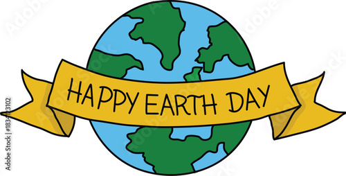 Happy Earth Day Banner on Globe