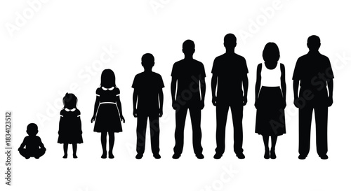 Human growth stages silhouette development process people life