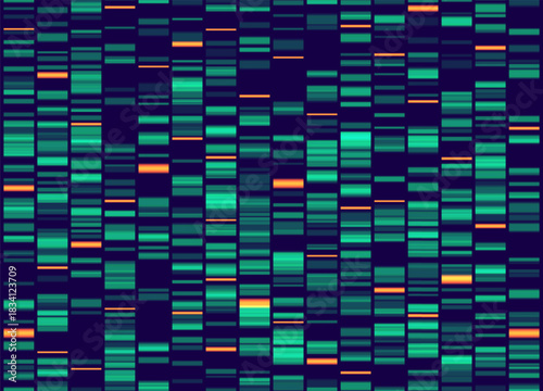 Genomic data visualization. Abstract DNA sequencing and genome mapping graphics. Scientific concept for medical research, biotechnology, and genetic testing. Vector illustration.