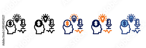 Podcast Icon Set With Multiple Styles Vector Illustration
