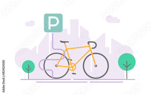 Bicycle parking rack area icon vector flat cartoon modern graphic design illustration, urban street bike cycle park stand sign minimal simple clean trendy image