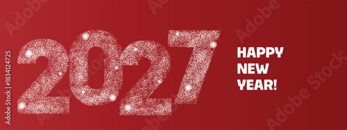 Snow-covered numbers, Happy New Year 2027, vector illustration