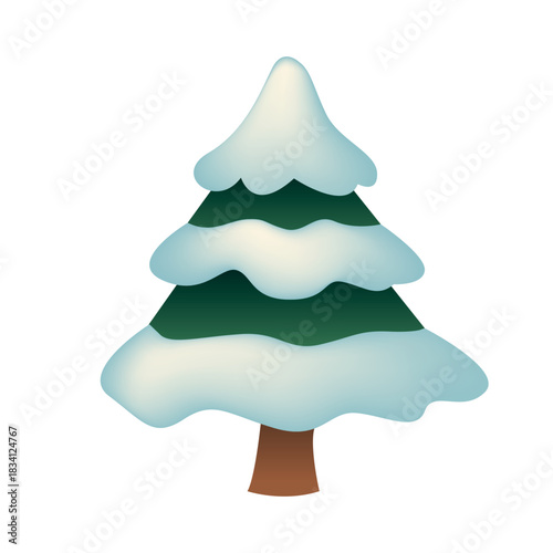 Snow-covered Christmas tree, vector illustration