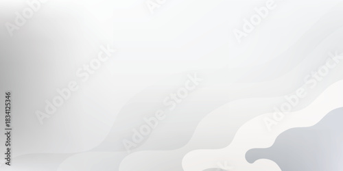 Minimalist white and gray abstract background with wavy shapes and a subtle pixelated grid.