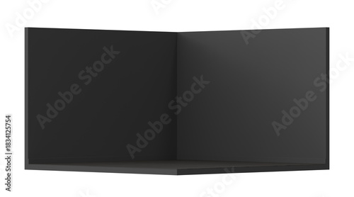 Minimalist black corner wall and floor studio for product display