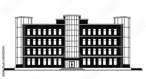 Modern office building architecture design exterior illustration