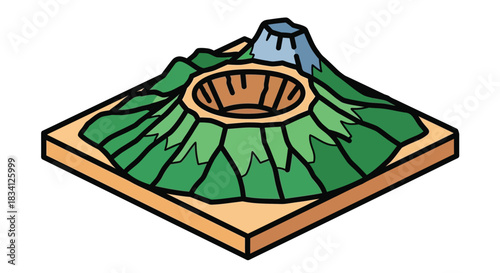 Volcano diagram illustration geological formation mountain peak