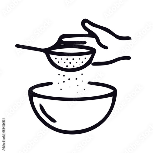kneading dough cooking,baking icon, bakery outline black and white vector design 