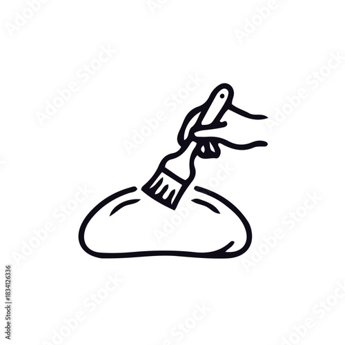 kneading dough cooking,baking icon, bakery outline black and white vector design 