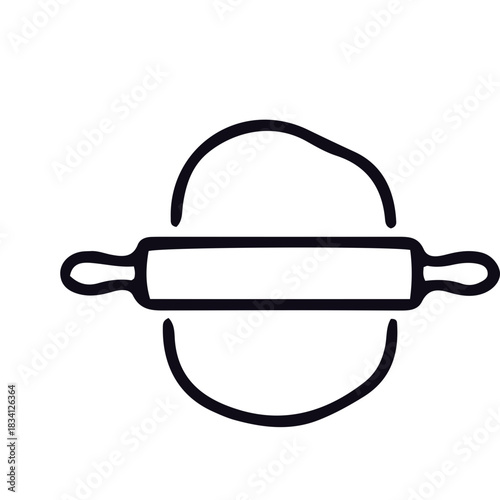 kneading dough cooking,baking icon, bakery outline black and white vector design 
