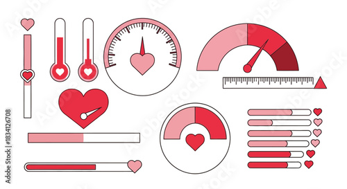 Heart rate monitor dashboard ui design elements vector illustration