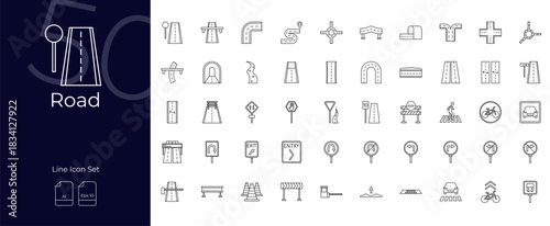 Road Line Editable Icons set