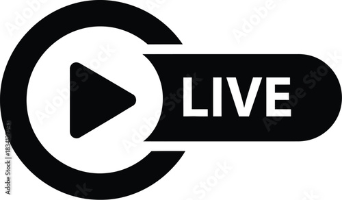 Live stream broadcast icon with play button for online video content