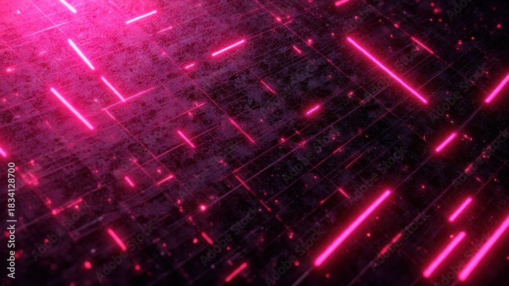 Fototapeta premium abstract pink and black dark background with soft gradient surface metal texture diagonal neon lines forming modern tech design pattern and glowing graphic style concept of digital design branding