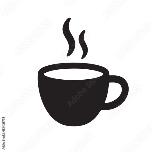 Cup of hot coffee vector isolated on white background for logo and sign design