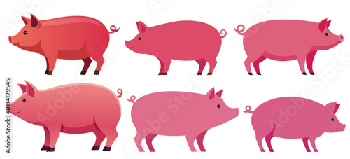 ぶたベクターセットイラスト