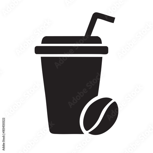 Disposable coffee cup vector illustration design with coffee bean isolated on white background