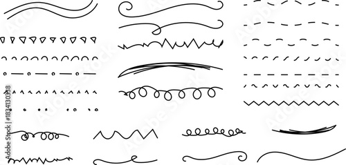 Hand drawn doodle brush lines vector image pack. Line Pencil crayon arrows, cross sign, text quote frames, stars, check, mark icons set emphasis elements infographic. Hand drawn scribble decoration.