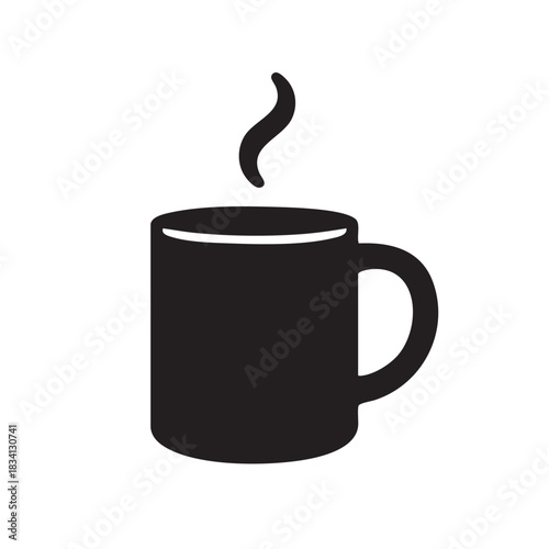 Mug of hot drink illustration simple black beverage icon of coffee tea design