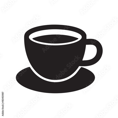 Coffee cup with saucer silhouette icon concept for cafe and restaurant use only