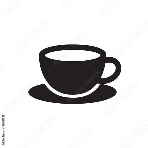 Cup of coffee flat vector icon hot drink cup isolated on white background morning beverage