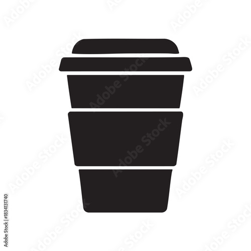 Disposable cup vector illustration of takeaway coffee container and hot beverage