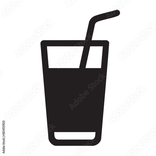 Glass of juice icon with straw and beverage vector graphic illustration