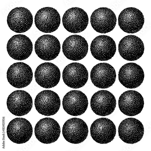 Grid of  black and white stippled dots for pattern design