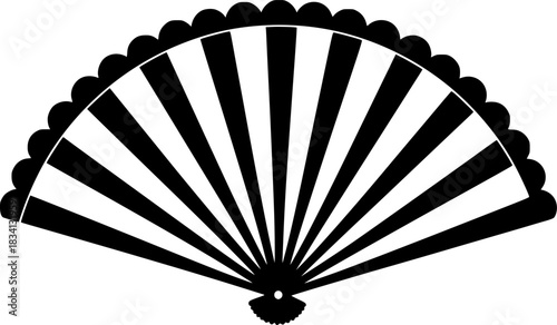 Oriental Hand Fan Silhouette Vector Icon