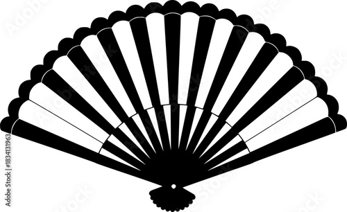 Oriental Hand Fan Silhouette Vector Icon