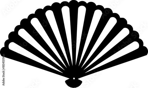 Oriental Hand Fan Silhouette Vector Icon