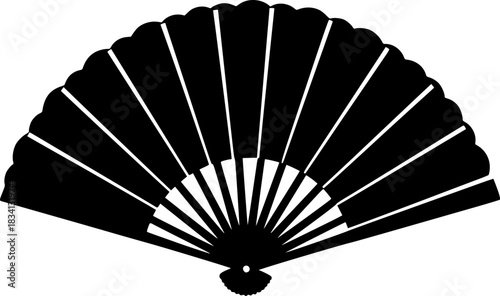 Oriental Hand Fan Silhouette Vector Icon