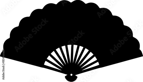 Oriental Hand Fan Silhouette Vector Icon
