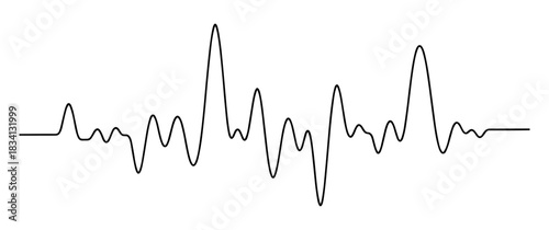 Simple black line drawing of a heartbeat or sound wave on white background