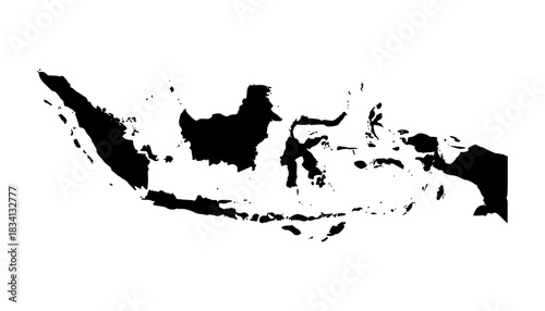 Indonesia silhouette map. Indonesia map vector. Indonesia map on white background