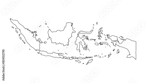 Indonesia outline map. Indonesia map vector. Indonesia map on white background