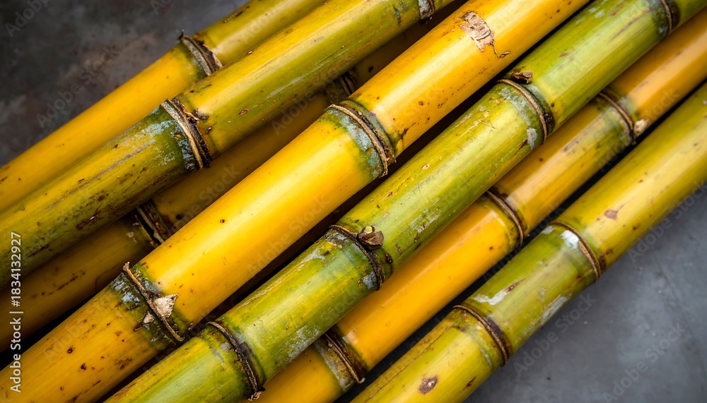Fototapeta premium Close-up of several stalks with green/yellow hues, diagonal