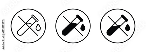 Prohibited chemical substances for safety guidelines in laboratory with test tube and drop icon, representing restrictions, regulations and safety measures for chemical use