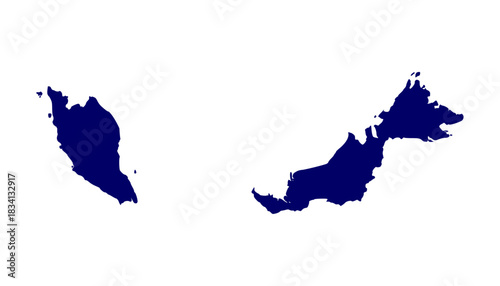 Malaysia blue silhouette map. Malaysia map vector. Malaysia map on white background