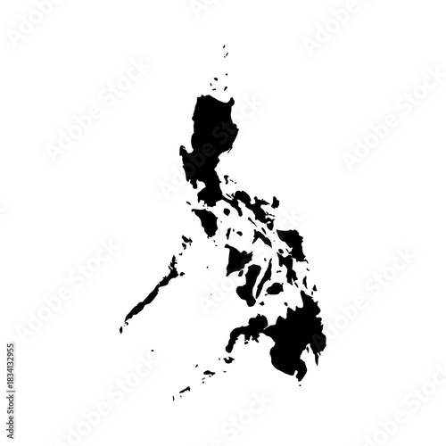 Philippine silhouette map. Philippine map vector. Philippine map on white background