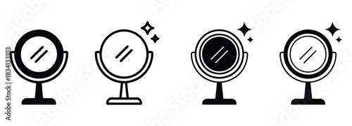 Elegant minimalist mirror icons for beauty and design projects, sleek vanity mirror vectors for modern interiors, stylish reflection symbols for cosmetic brands and beauty blogs