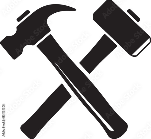 Crossed Hammers and Sledgehammer Icon Keywords: hammer, sledgehammer, tool, construction