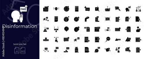 Disinformation Solid  Editable Icons set