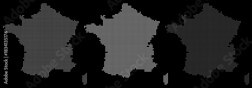 Trending France map. France vector map with square shape pattern. Global European France map vector geometric square shape dotted art pattern illustration showing French bordar, state country view