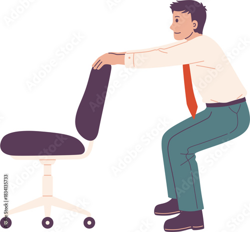 Man Doing Office Chair Workout Exercise Illustration