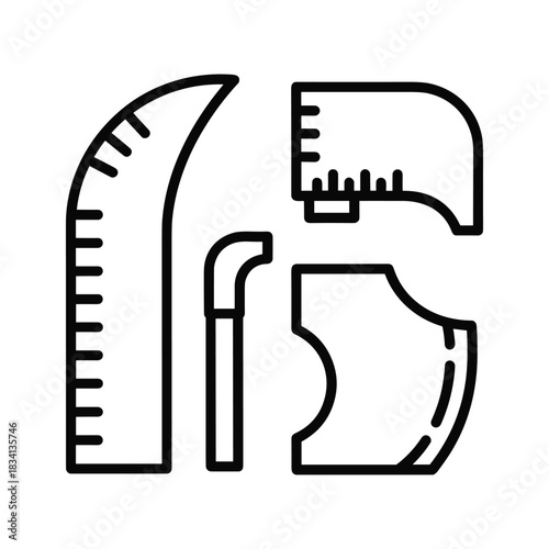 Sewing and Tailoring Pattern Making Tools Outline Icon